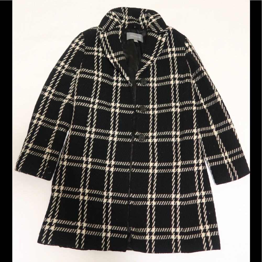 Ann Taylor black and white plaid coat